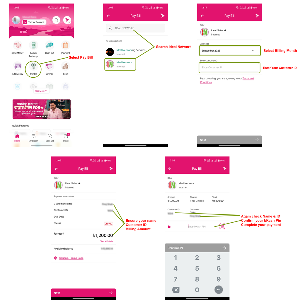 Ideal Network bKash Pay Bill